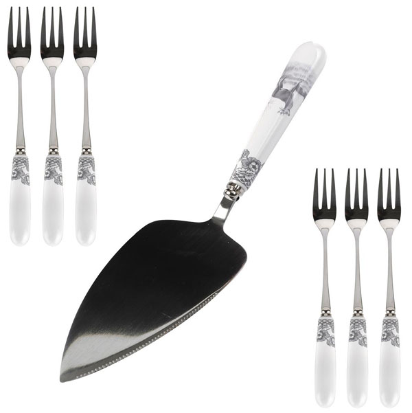 Cake Slice and six pastry forks